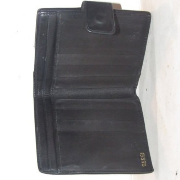 Gucci Supple Black Leather Bi-fold Horseshoe - Picture 12 of 12